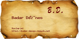 Badar Dénes névjegykártya